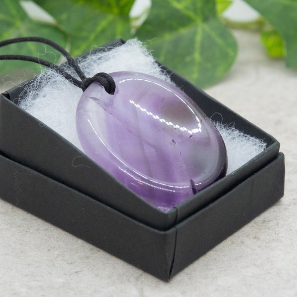 Amethyst Worry Thumb Stone Pendants with cordage of your choice.