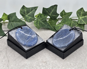 Blue Aventurine gemstone Worry Thumb Stone Pendant jewelry with cordage of your choice.