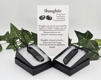 Shungite gemstone pendant necklace jewelry with cord of your choice