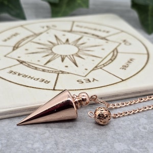 Copper Pendulum for divination with Optional Dowsing Board – Spiritual Tool for Energy Healing, Chakra Balancing