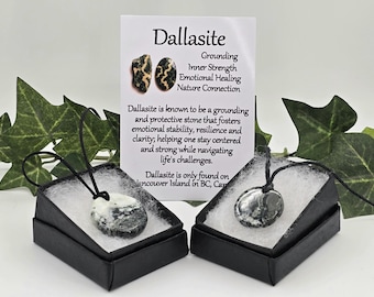 Canadian Dallasite gemstone round pendant necklace jewelry with cord of your choice