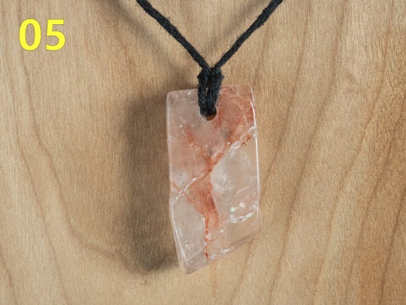 Fire Quartz Pendant Polished Necklaces 