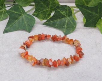 Carnelian chip bead stretch gemstone bracelet customizable length