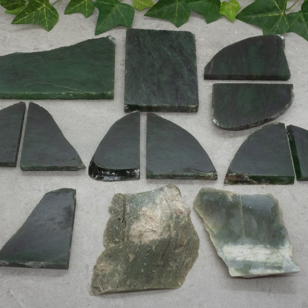 Canadian Nephrite Jade rough naural cut slab lapidary material