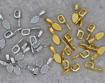 Silver or Brass finish glue on 15x5mm pendant bails sets of 20