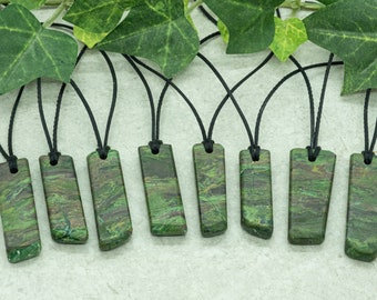 Green Jasper pendant necklaces with cord of your choice