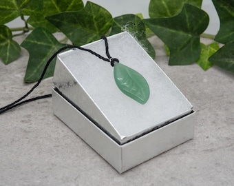 Groene aventurijn edelsteen bladhanger sieraden met verstelbaar bamboe koord