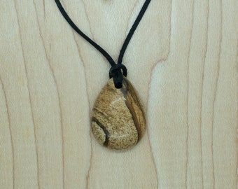 Picture Stone teardrop cabochon pendant necklaces with cord of your choice