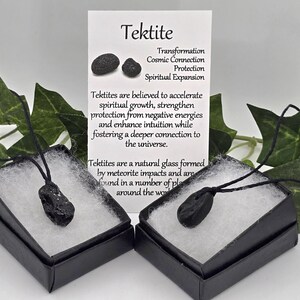 Tektite rough natural pendant necklaces with adjustable bamboo cord