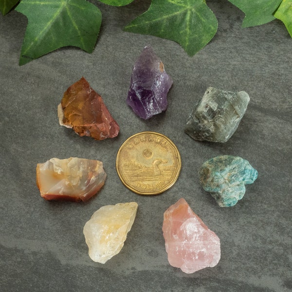 Chakra rough natural seven stone sets