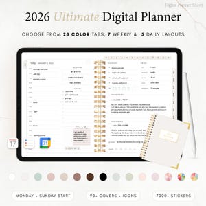 2026 Ultimate Digital Planner | Monthly, Weekly, Daily Planner, iPad Planner, Hyperlinked Digital Planner, Goodnotes Planner, Notability