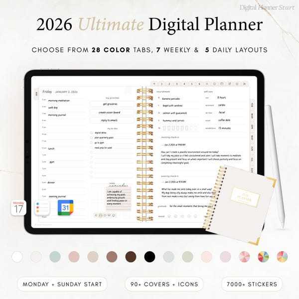 2026 Ultimate Digital Planner | Monthly, Weekly, Daily Planner, iPad Planner, Hyperlinked Digital Planner, Goodnotes Planner, Notability