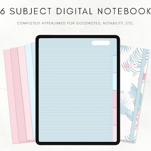 Good Vibes Digital 6 Subject Notebook | Digital Lined Customizable Notebook | iPad College School | Instant Download