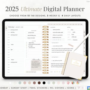 Planificador digital definitivo 2025 / Planificador mensual, semanal y diario, Planificador para iPad, Planificador digital con hipervínculos, Planificador Goodnotes, Notability