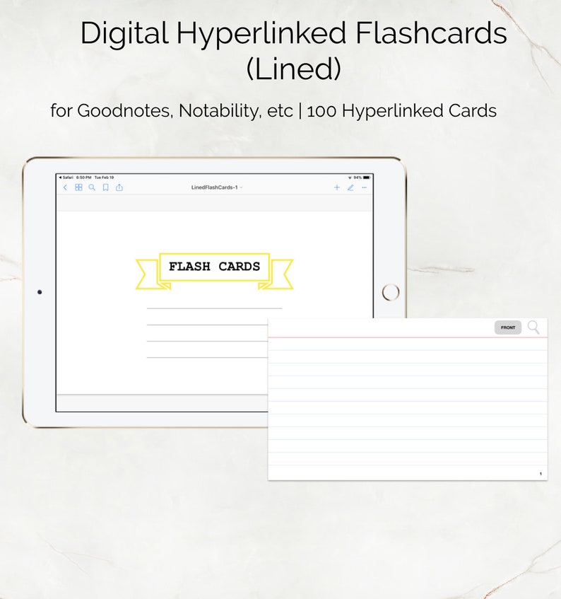 100 hyperlinked digital flash cards for Goodnote Ipad Etsy