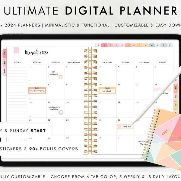 Digital Planner Goodnotes daily planner, iPad Planner, Goodnotes Planner, Weekly Planner, Dated Planner 2023 2024