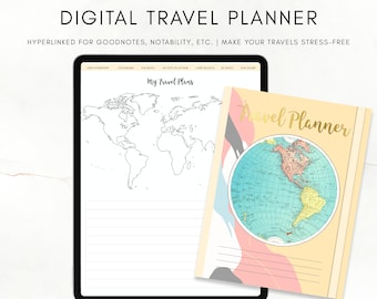 All-in-One Digital Travel Planner (Orange) | GoodNotes Planner, iPad Planner, Tablet Planner, GoodNotes Template