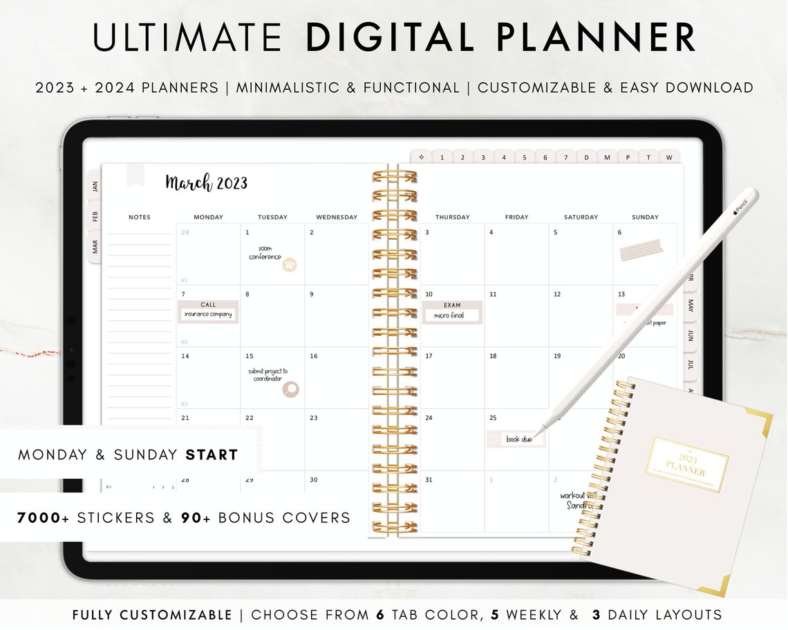 2023 2024 Ultimate Digital Planner Monthly Weekly and Etsy