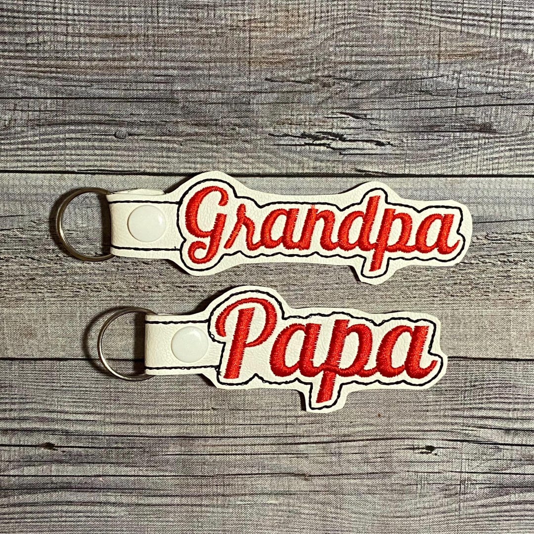 Grandpa Papa Red Embroidered Key Chain / Key Fob - Etsy