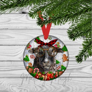 Christmas Sheep Round Christmas Ornament