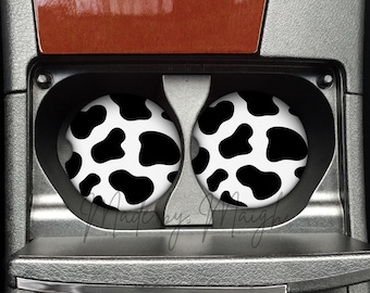Black and White Cow Print Car Coaster Set