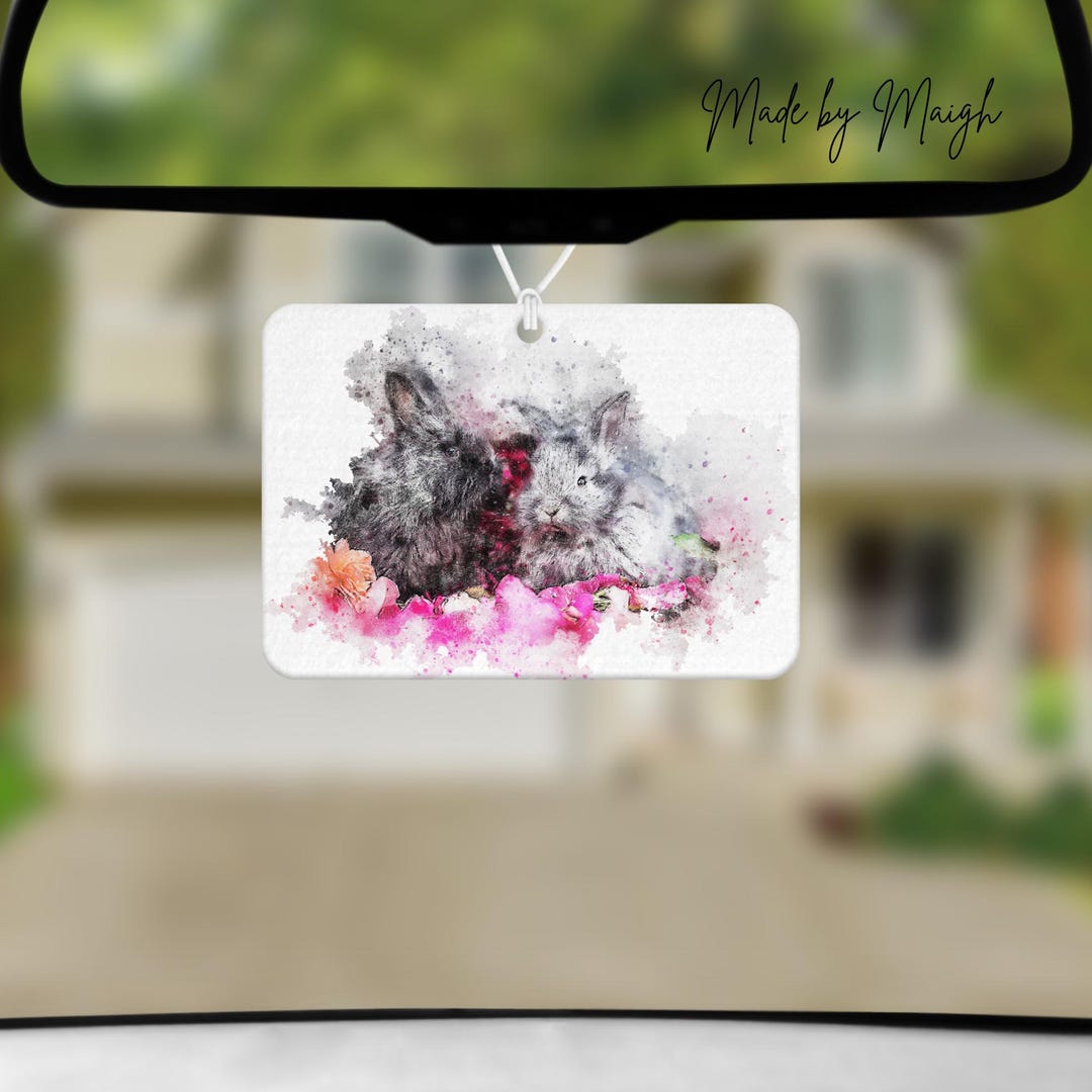 Gray and Black Fluffy Bunny Rabbits Art Splatter Horizontal Rectangle ...