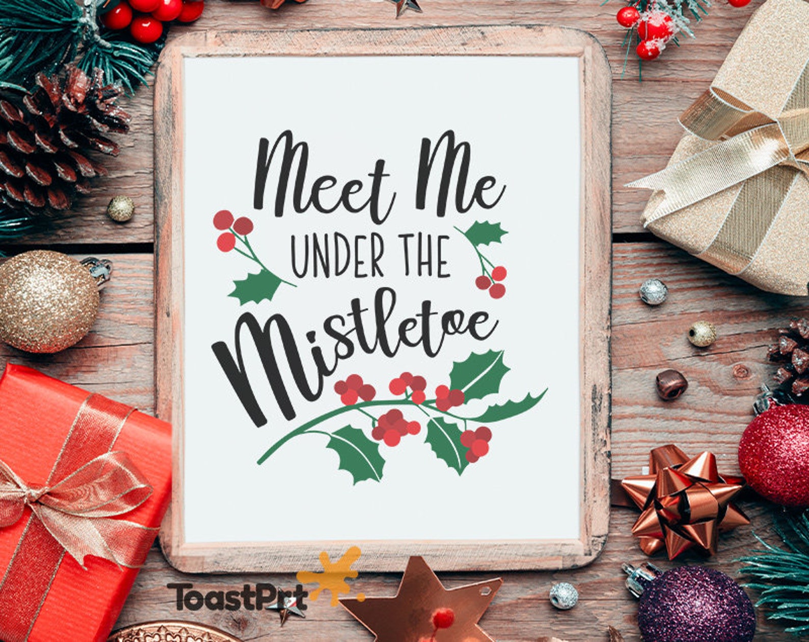 Meet Me Under The Mistletoe Printable Wall Art 8x10 11x14 | Etsy