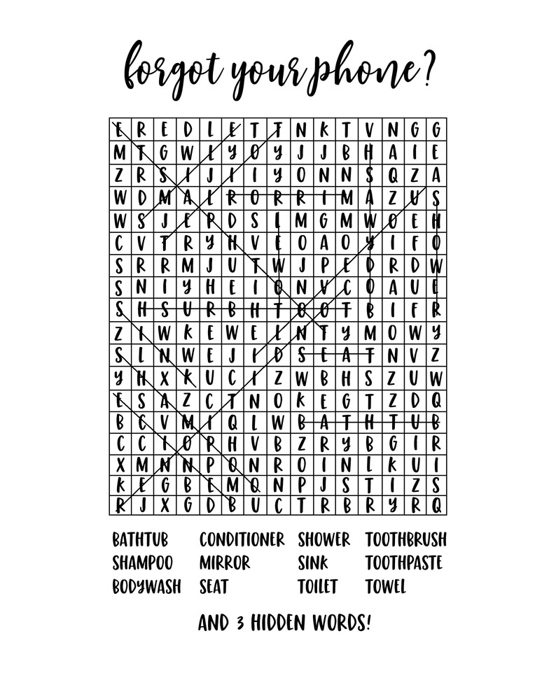 Forgot Your Phone Bathroom Printable Word Search Game Funny | Etsy