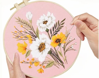 Kit de démarrage pour broderie florale - travaux d'aiguille, décoration d'intérieur