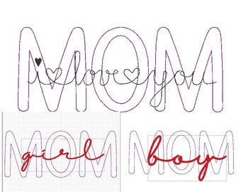 Div.-MOM girl, boy, iloveyou 13x18