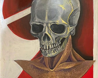 Ola de Muerte - Acrylic on canvas, macabre wall art, framed gothic painting