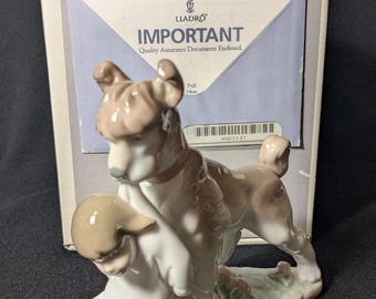 Lladro 犬の置物 6985 ボール付き Vintage #6985 My Favorite Companion Schnauzer Dog Figurine by