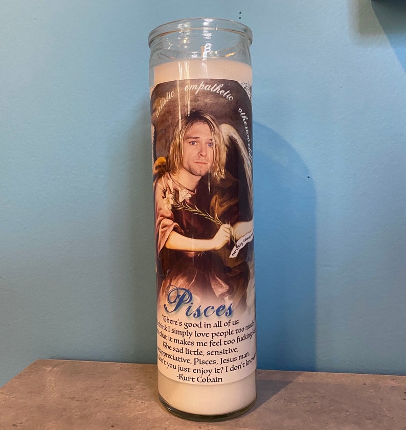 PISCES Kurt Cobain Guardian Angel Prayer Candle Etsy