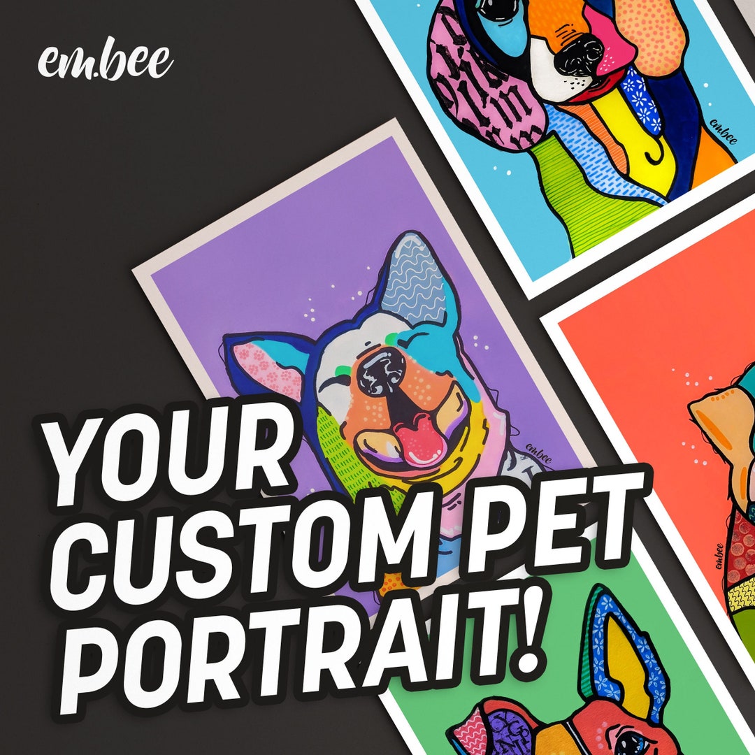 Custom Pet Portrait Painting, Original Painting, Acrylic, Mixed Media