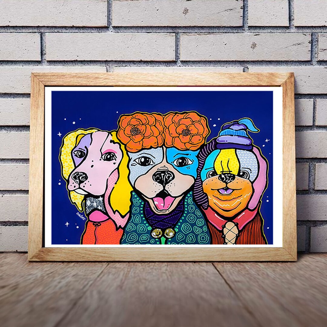 Famous Dogs Hocus Pocus Halloween Original Pet Portrait Etsy