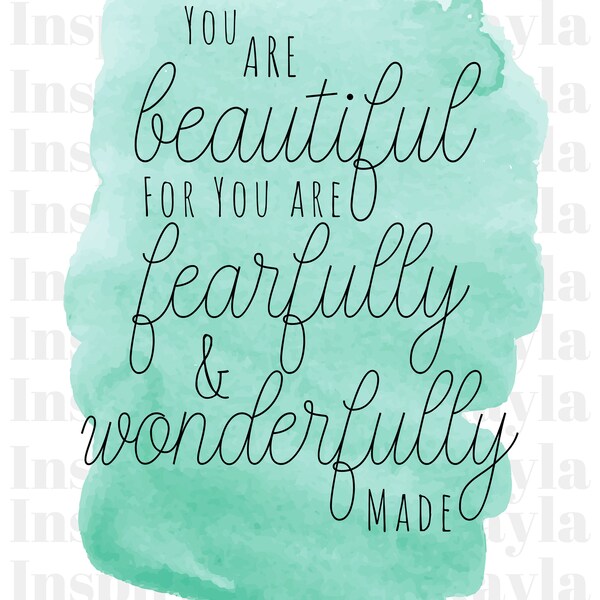 You Are Beautiful For You Are Fearfully And Wonderfully Made Greeting Card -  Bible verse Card, Encouragement Card, Encouragement for Her