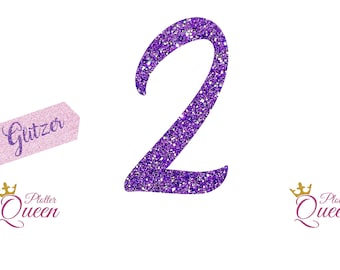 Ironing pattern number, birthday number, birthday, glitter ironing picture in desired color, for ironing on textiles