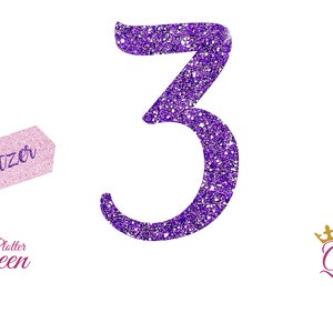 Iron-on picture number, birthday number, birthday, glitter iron-on picture in the color of your choice, for ironing on textiles