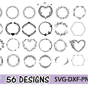 Plotter File Wreath Frame, 56 Wreaths Designs SVG DXF PNG