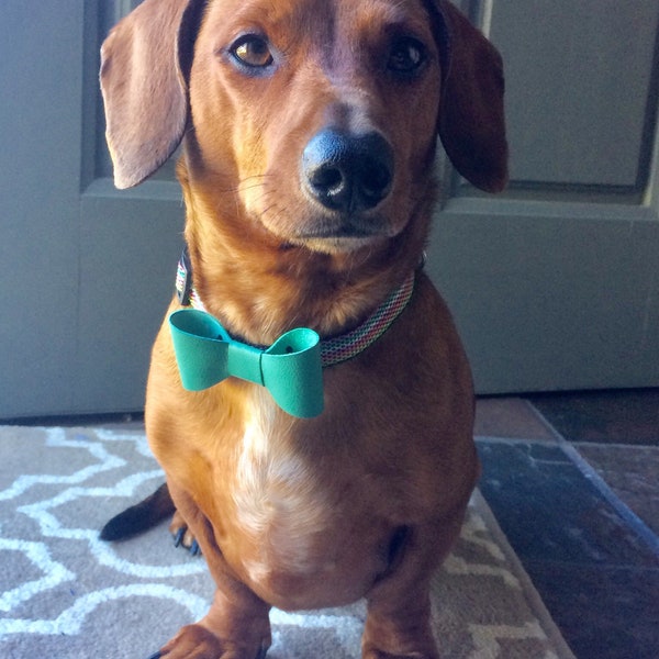 Genuine Leather Dog Bow Tie, Pet Collar Accessories, Pet Bow Tie, Cat Bow Tie