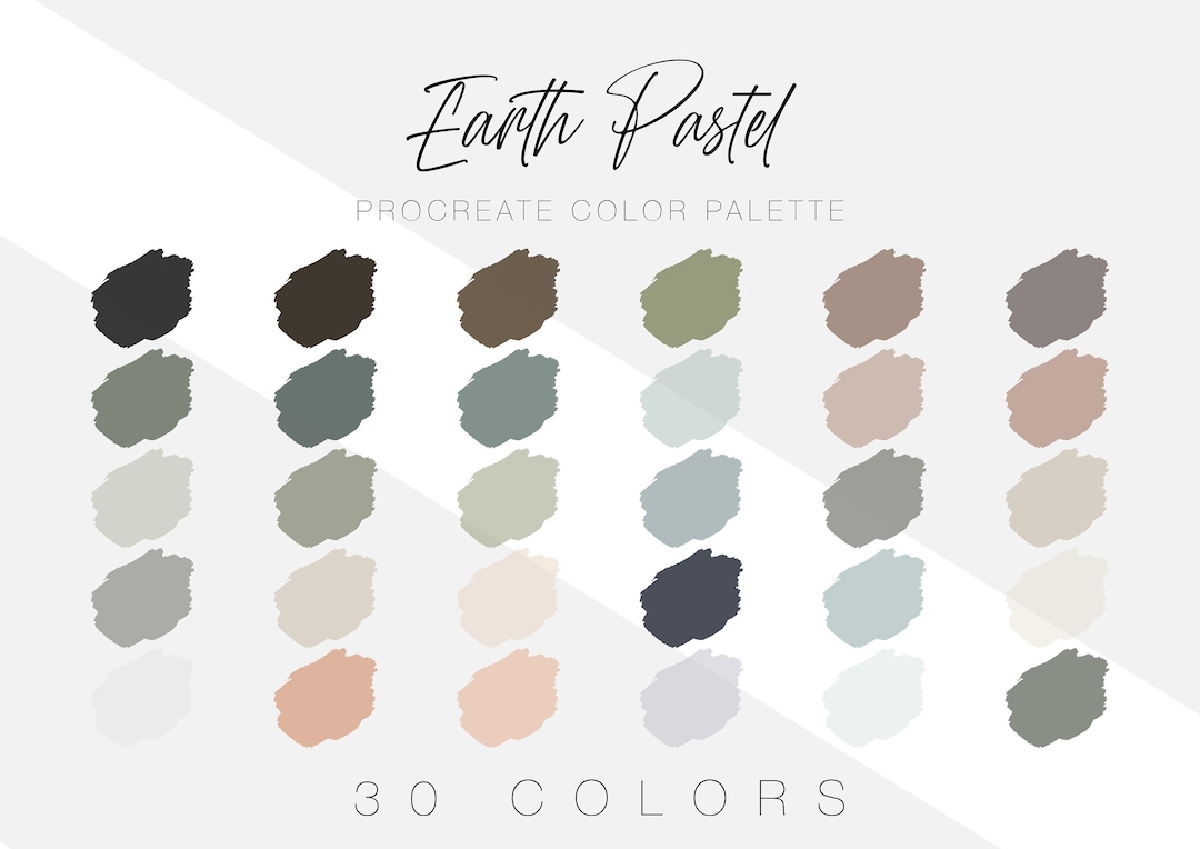 Earth Pastel Color Palette, Procreate, Swatches, Ipad, Greenery Etsy
