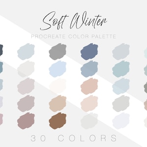 Soft Winter Color Palette, Procreate, Swatches, iPad, Greenery