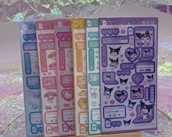 Hello Kitty & Friends Sticker Sheets|Sanrio Stickers|Holographic Scrapbook Sticker| Kawaii|Japanese Stationary|Great Gift for Sanrio Fans