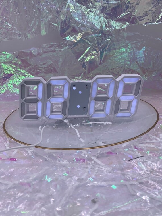 3D Digital LED Clock Alarm Aesthetic Digital Alarm Wall Etsy