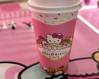 Hello Kitty Cafe Coffee Pink Cup with Reusable Hello Kitty Shaped Coffee Lid Stopper