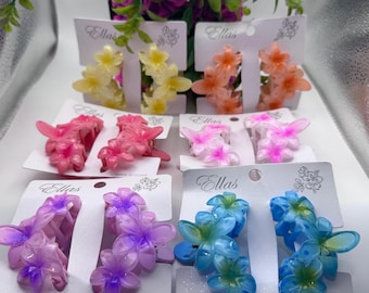 Floral Plastic Hair Claw Clips 2Pcs
