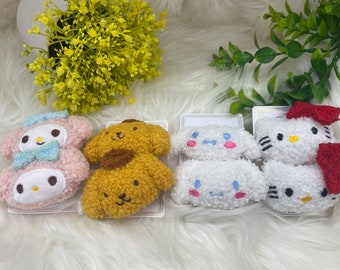 Kawaii Sanrio Plush Hair Clips 2 Pcs |Makeup Hair Clips|Pompompurin|Hello Kitty|Cinnamoroll|My Melody|Japanese Hair Accessories| Bang Clips|