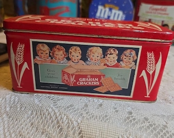 Vintage NBC graham crackers metaal blikken bristolware 1995. 7 x 3"