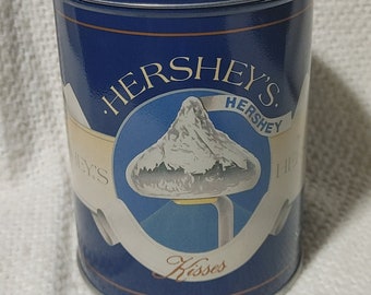 1989 Vintage HERSHEY'S Kisses blue metal tin 6"