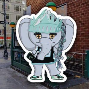 New York Liberty Ellie the Elephant Mascot Inspired Sticker, Fans Celebrate the Spirit of the Game With Laptop Water bottle and game day fun